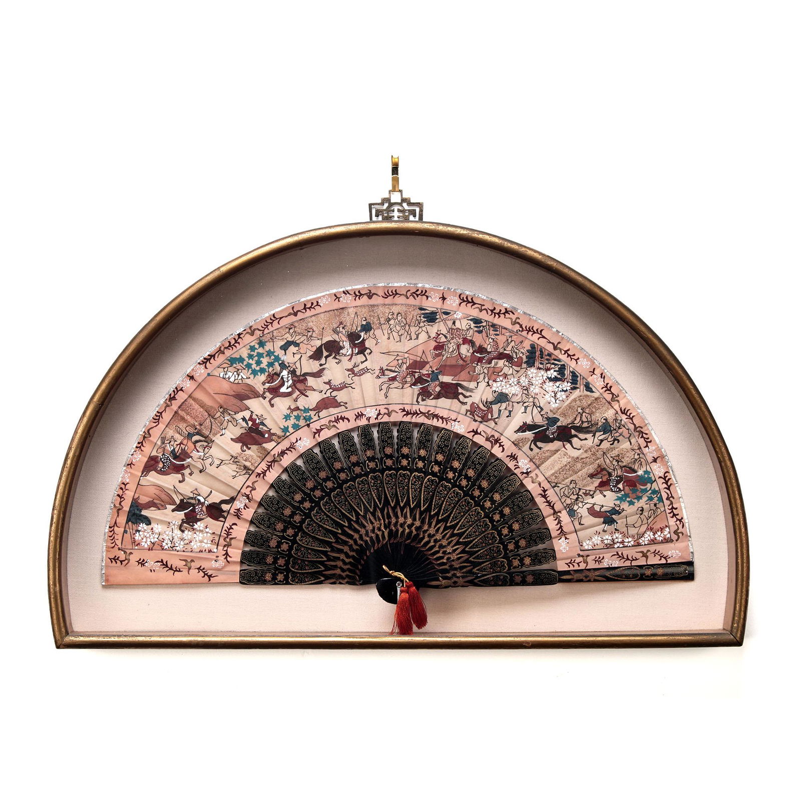 Hand Painting Antique Ornate Hong Kong Framed Hand Fan (1 of 6)