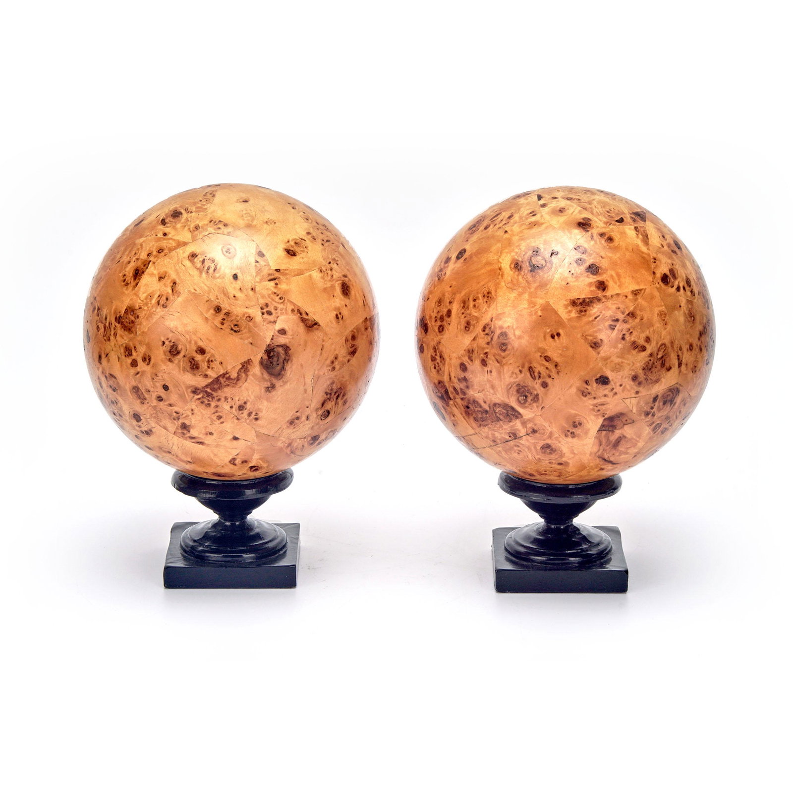 Vintage Grand Neoclassical Burr Burl Maple Wood Spheres: Beautiful Large Vintage Modern Grand Tour Neoclassical Burr Burl Wood Bird's Eye Maple Spheres in Excellent Condition! Approximately 8" Got something similar to sell? Contact us at www.NotableAuctions