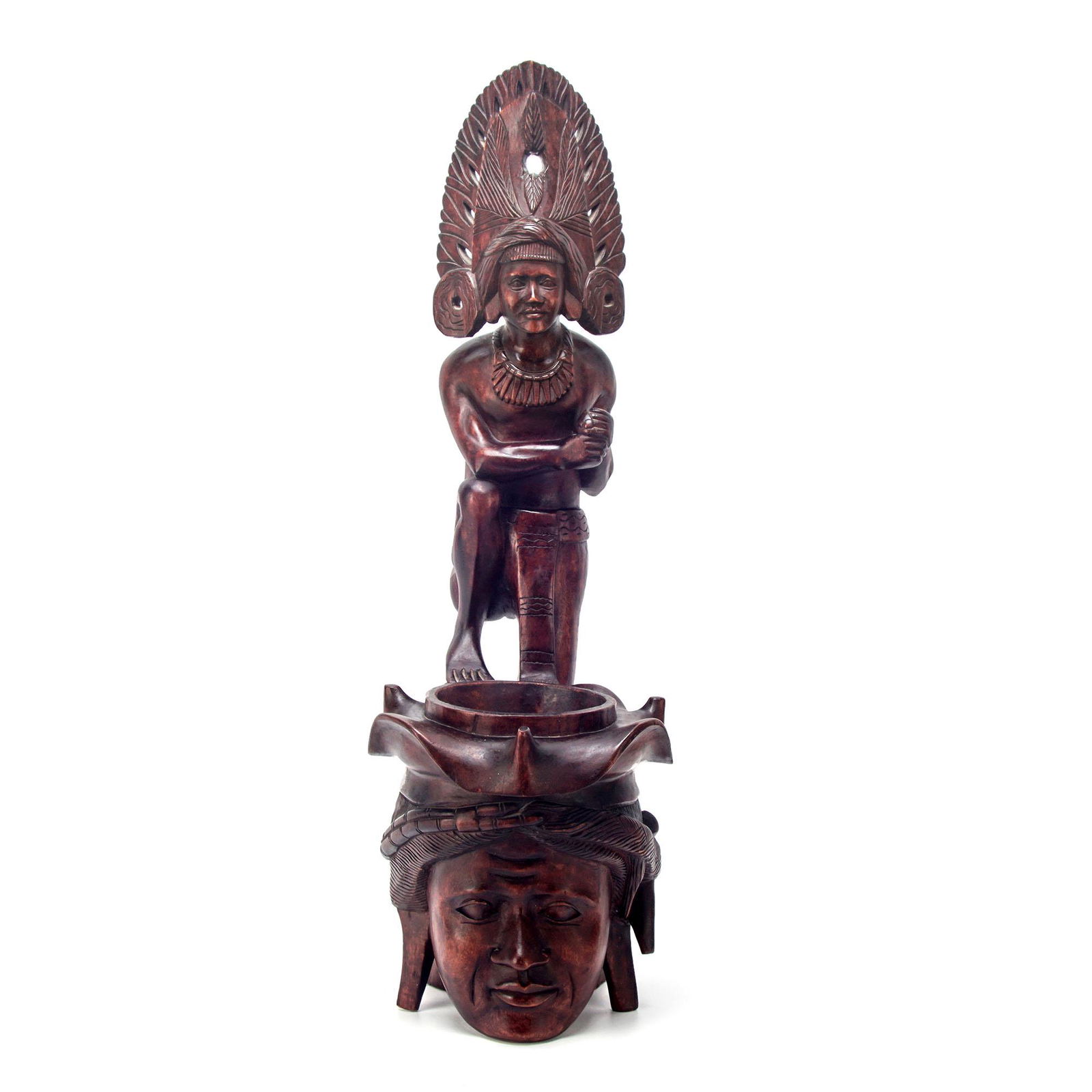 Vintage Wood Carving Of Aztec or Mayan Warrior (1 of 15)