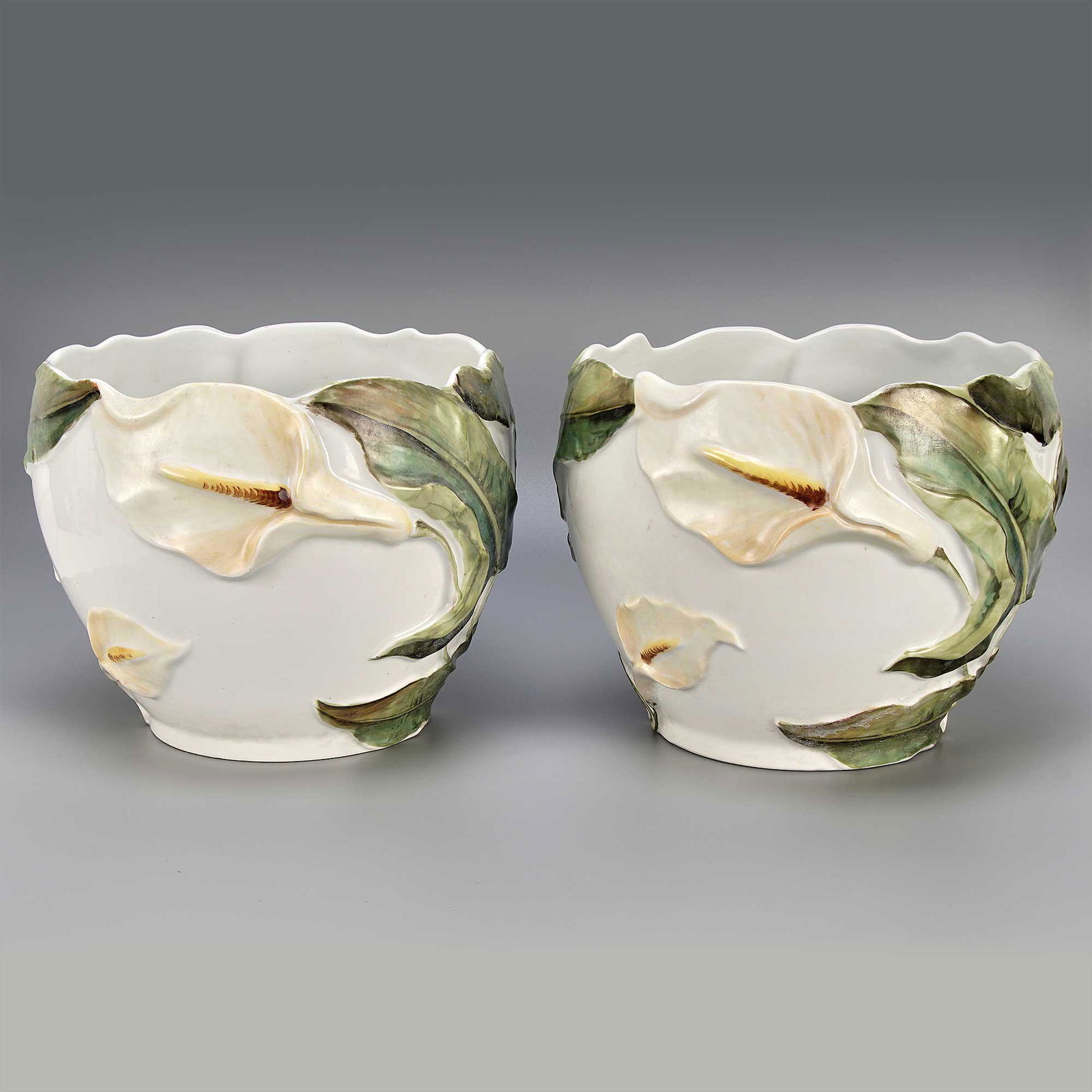 Stunning Pair High Quality Calla Lily Planters Portugal (1 of 5)