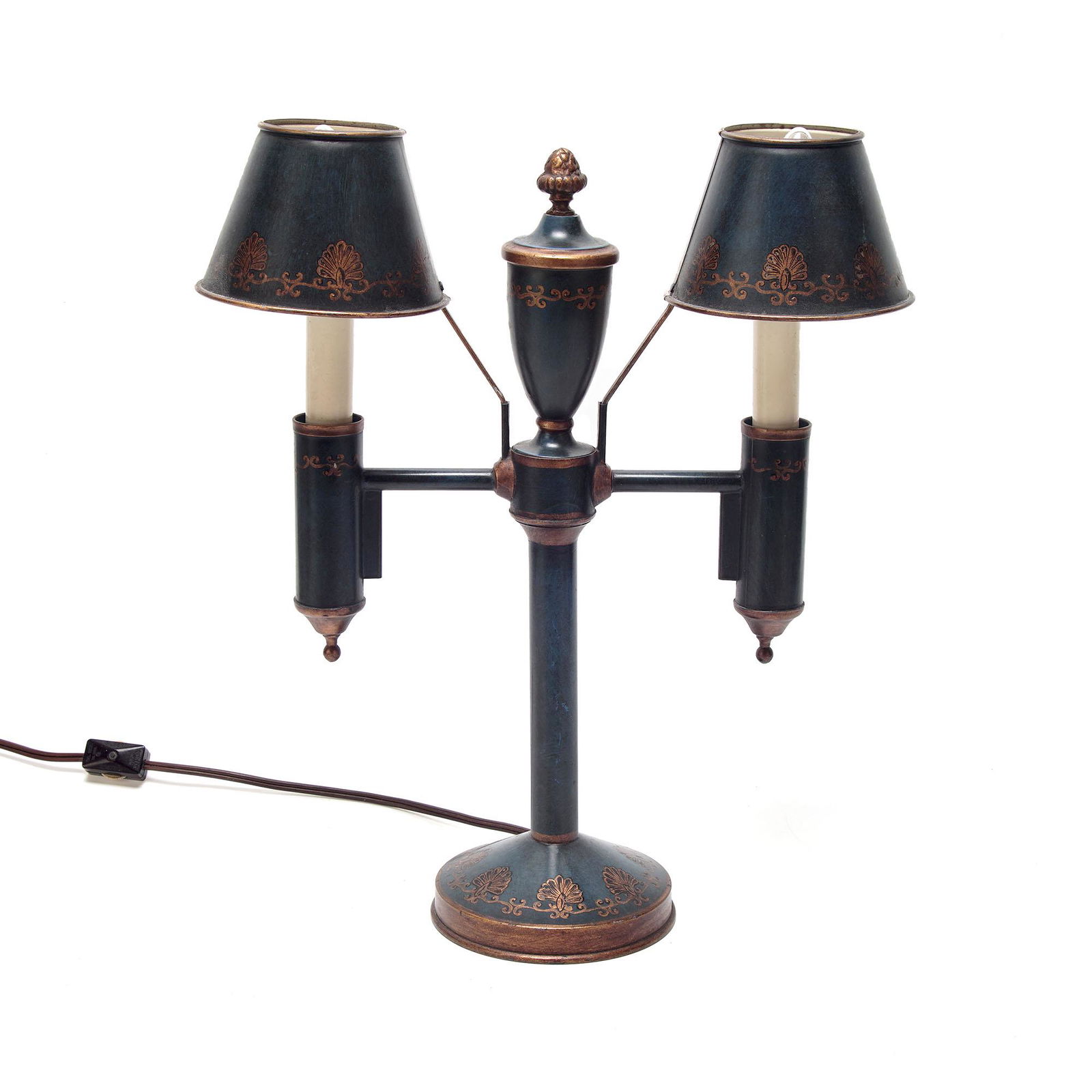 Vintage Green Double Shade Bouillotte Tole Lamp France (1 of 8)