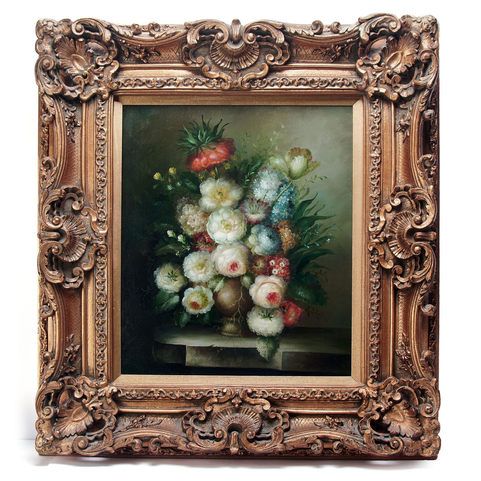 Original Vintage Vase Of Flowers Oil Painting Mystery (1 of 7)