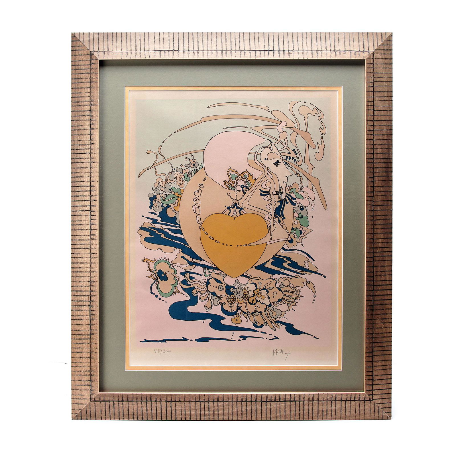 Peter Max Limited Edition "Orange Heart" Lithograph (1 of 4)