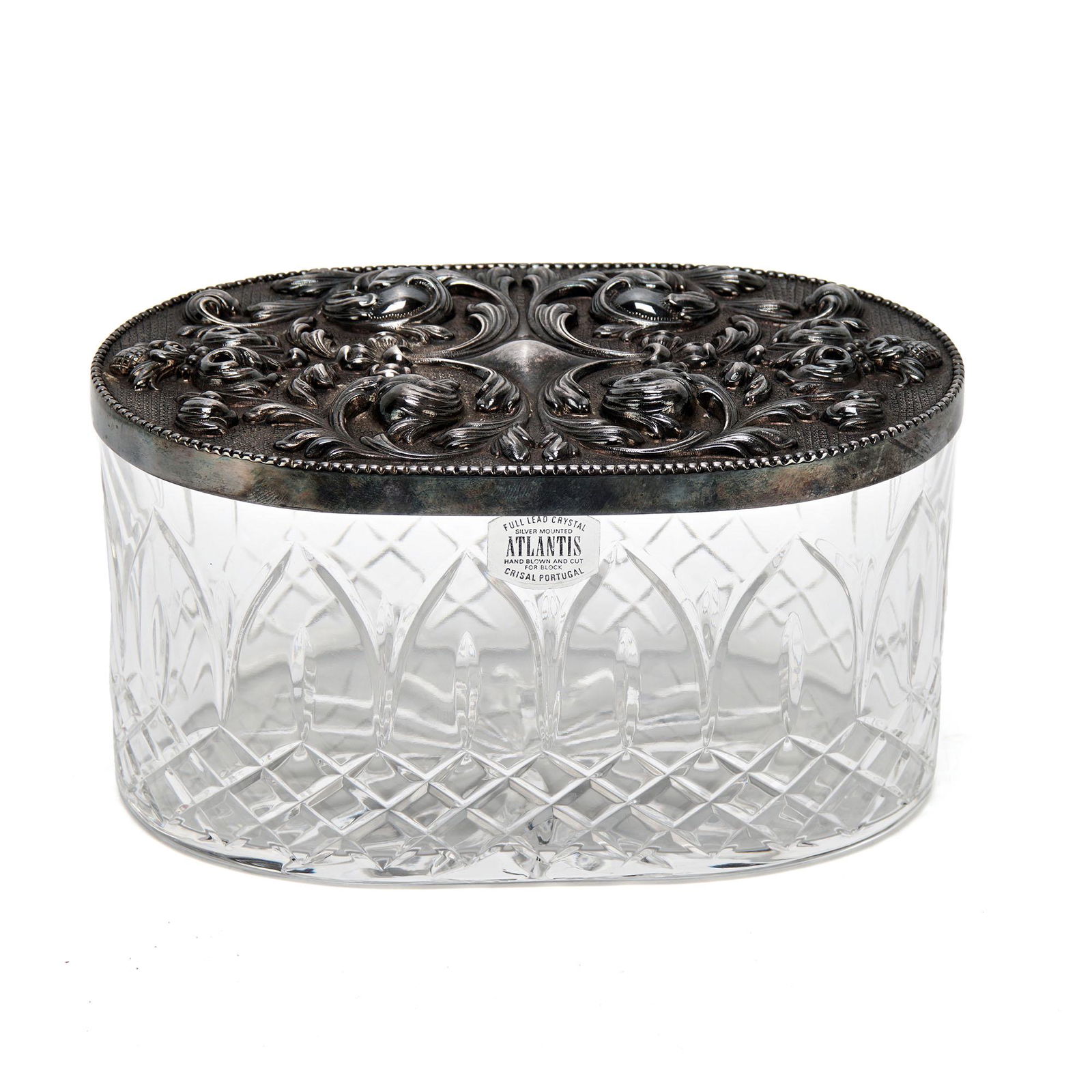 Atlantis Cut Glass Trinket Box Silver Mounted Lid (1 of 3)