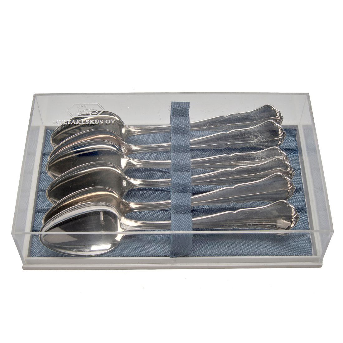 Kultakeskus Oy 830 Sterling Silver Spoon Set: Based in Finland spoon set of 6 sterling silver spoons. Dimensions Length: 5 in.Each spoon. Shipping Options: Notable Auctions will offer optional in-house shipping (continental USA only) for $50 plus
