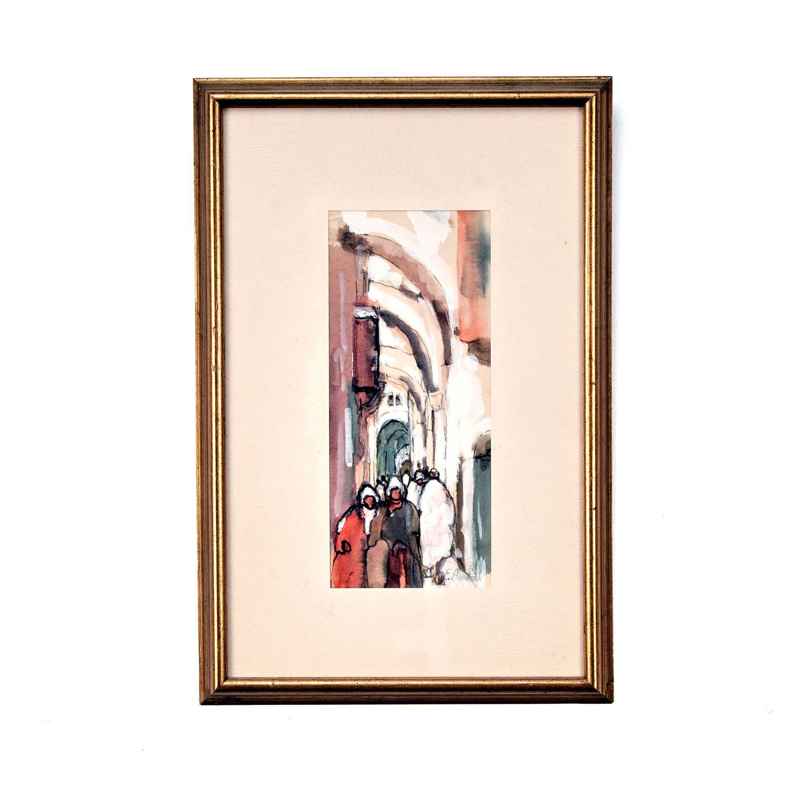 Eliezer Barooch Midcentury Watercolor Framed Art Signed (1 of 3)