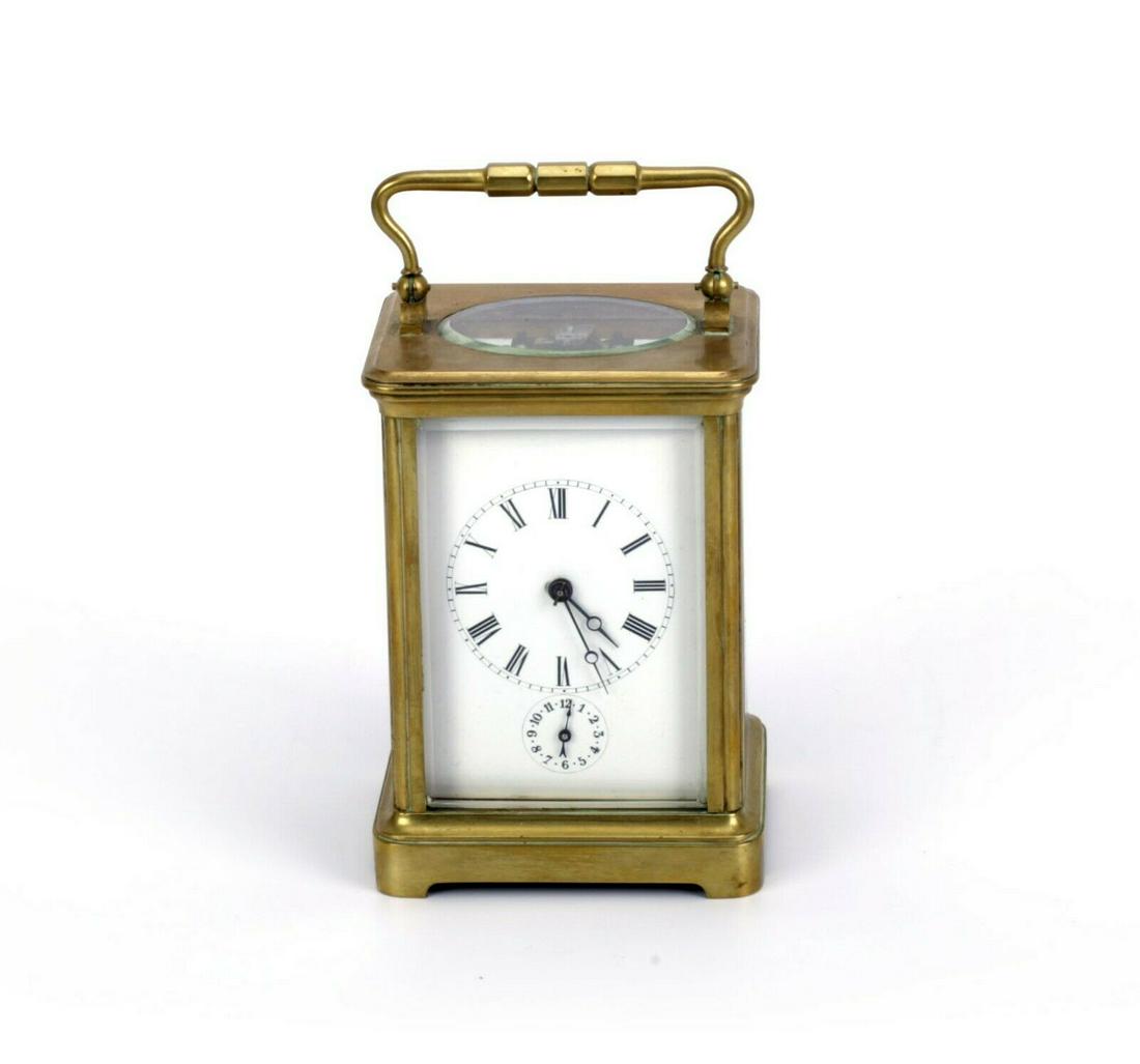 Brass French Chiming Carriage Alarm Clock (1 of 9)