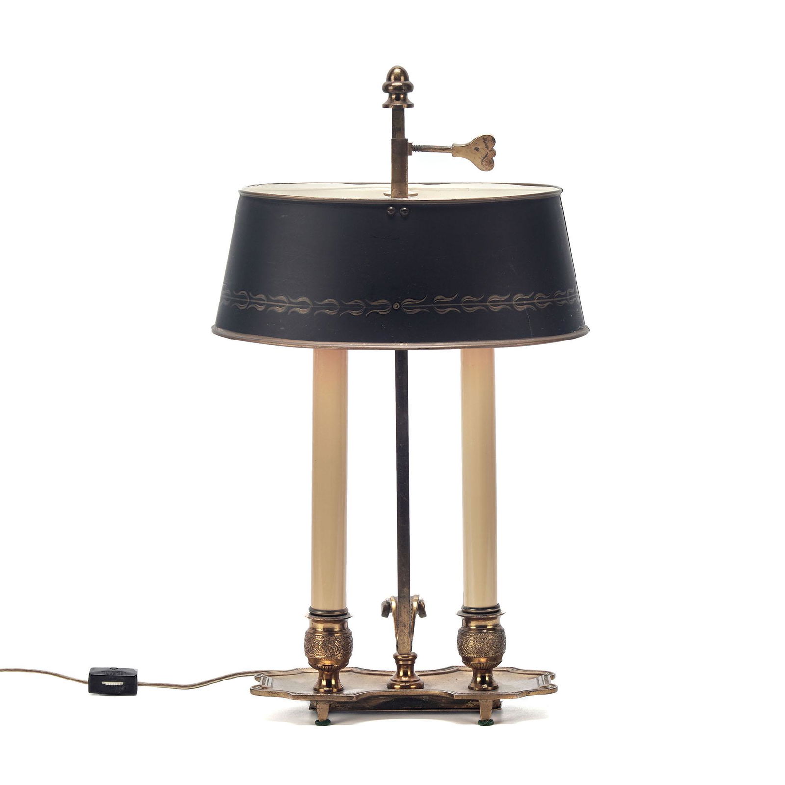 2-Arm French Bouillotte Lamp With Tole Black Shade (1 of 6)