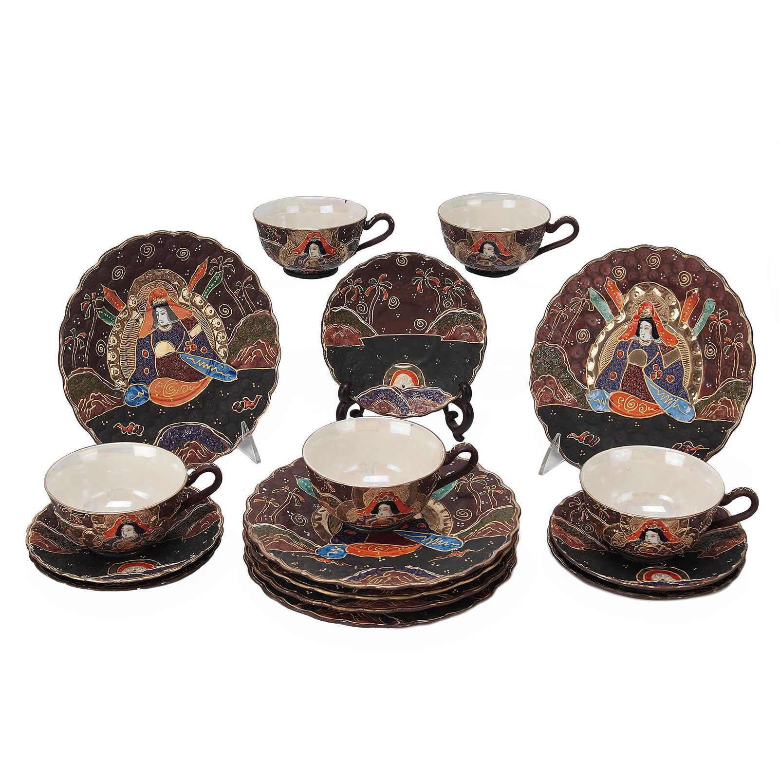Vintage Japanese Hand painted Satsuma Moriage Luncheon Set (1 of 4)