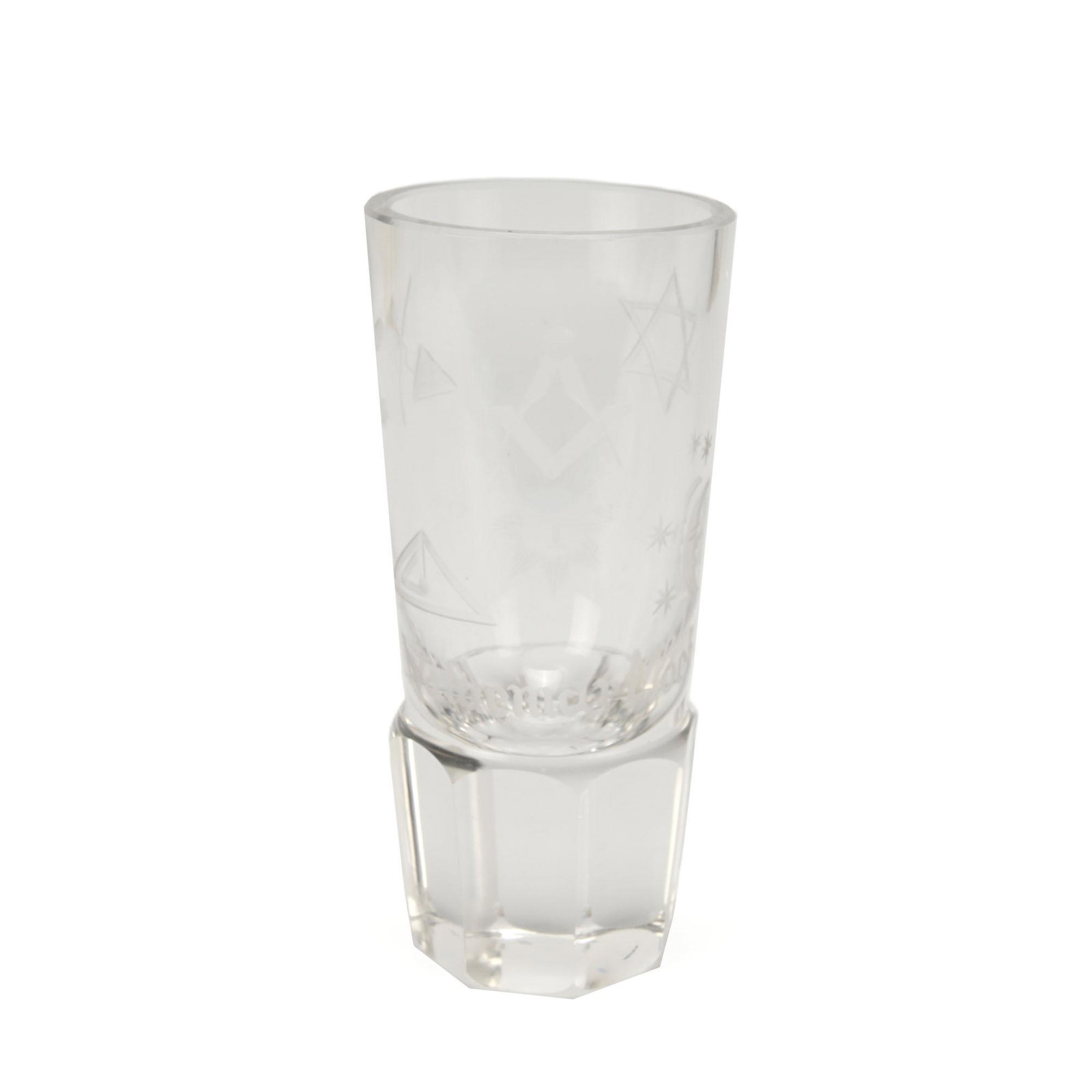 Masonic Lodge Toast Masters Etched Glass: Masonic lodge toast masters etched glass is made of thick and heavy glass that can be used as a gavel for banging the table after a toast. As tradition dictates, the toastmaster makes several toasts, 