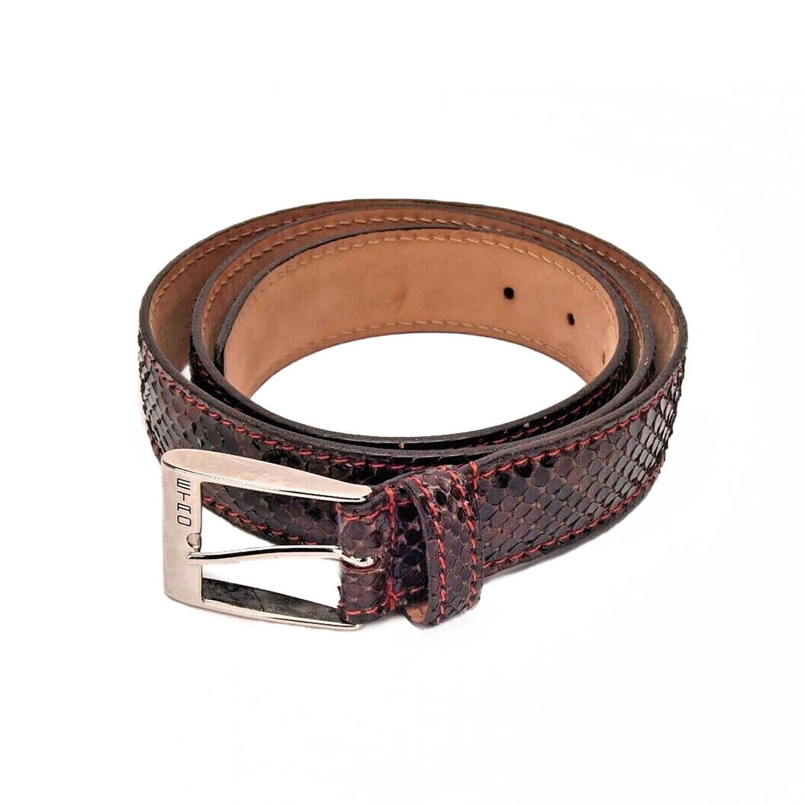 Etro Milano Italian Solid Brass Brown Snakeskin Belt (1 of 4)