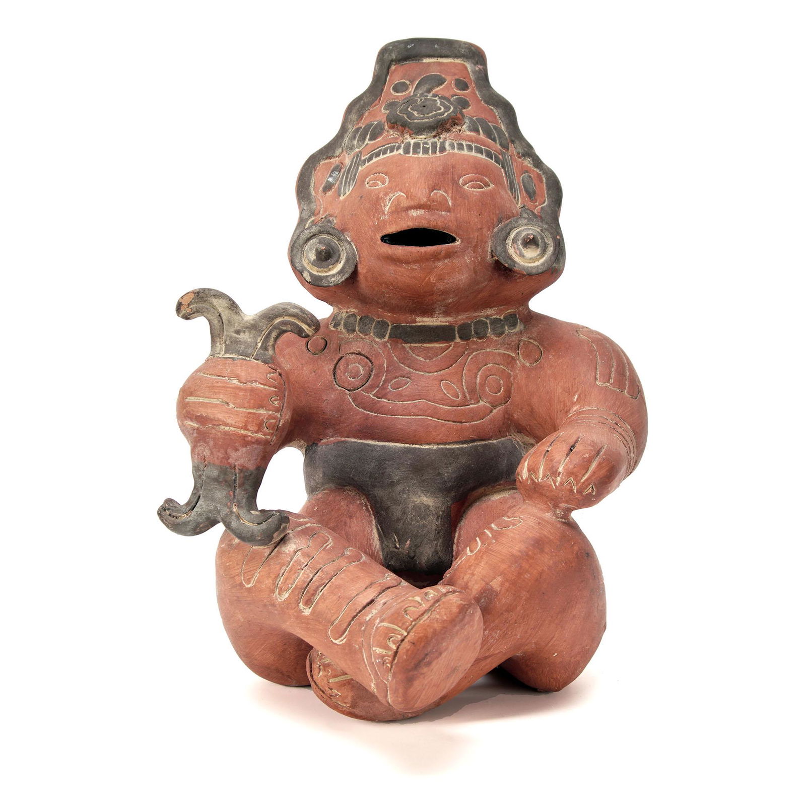 Vintage Mexican Clay TerraCotta Pottery Seated Statue (1 of 11)