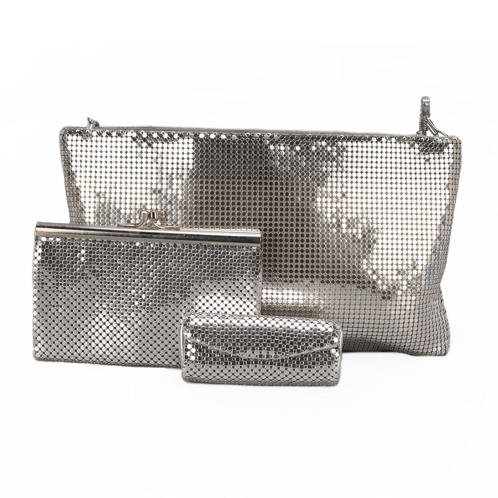 Whiting And Davis Silver Tone Mesh Purse Set (1 of 4)