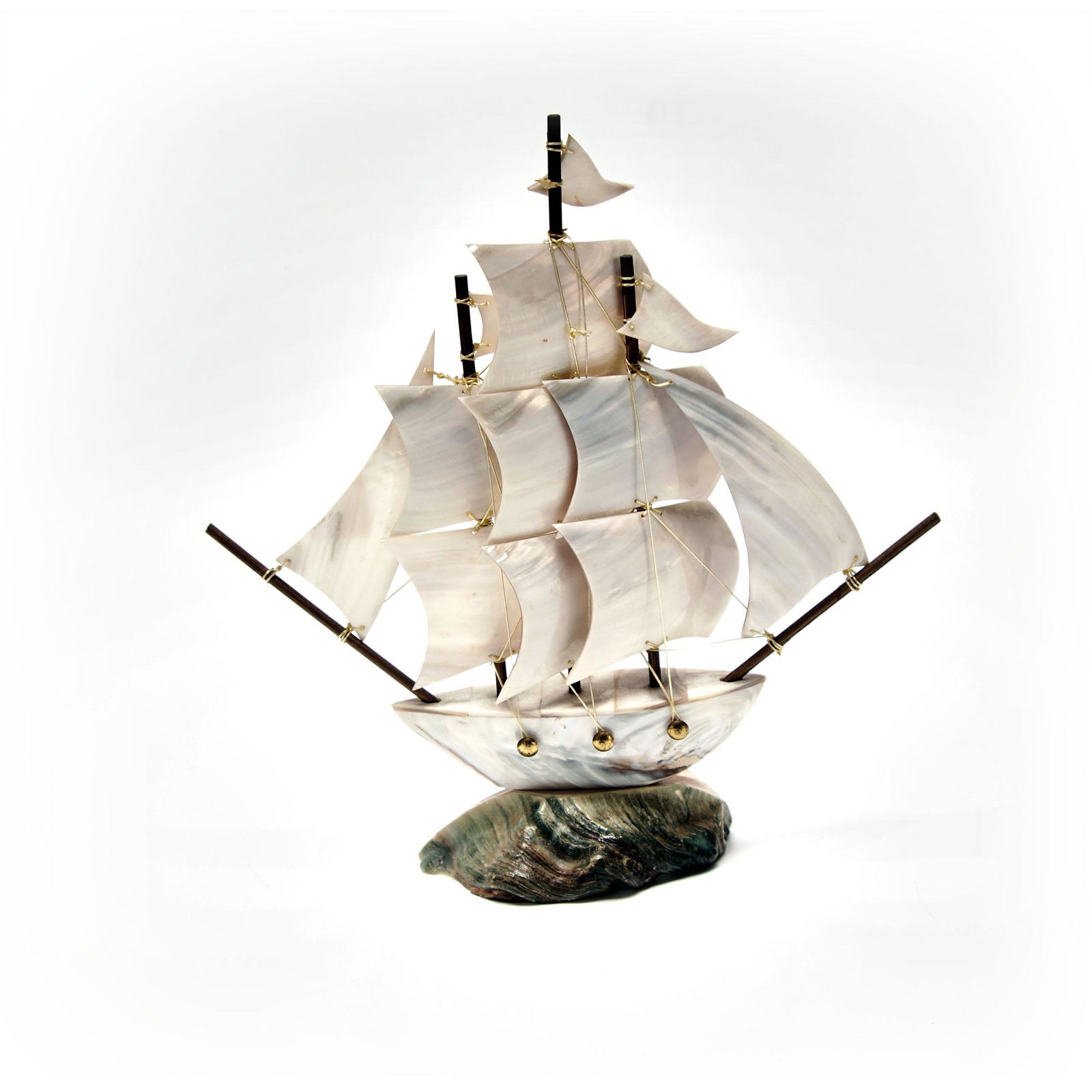 Mother Of Pearl Hand Crafted Ship Model Figurine (1 of 8)