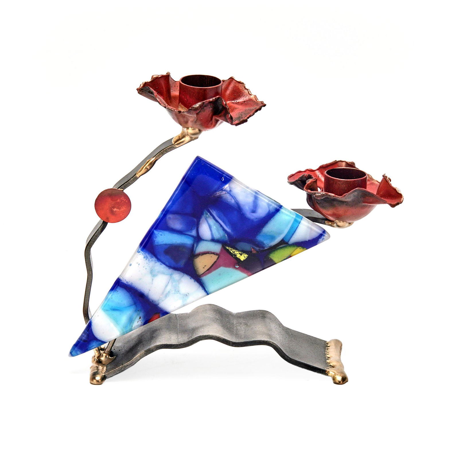 Gary Rosenthal Candle Holder Fused Art Glass Sculpture (1 of 7)