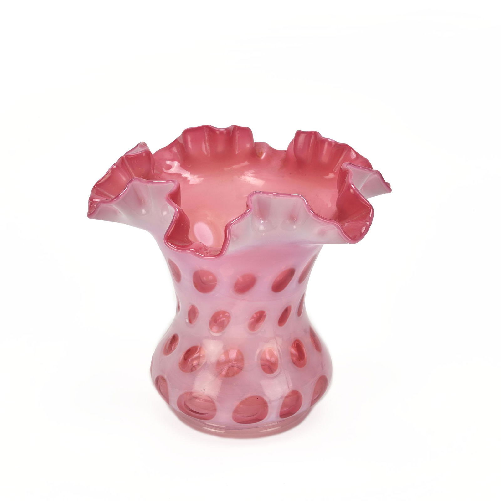 Fenton Cranberry Coin Dot Vase (1 of 7)