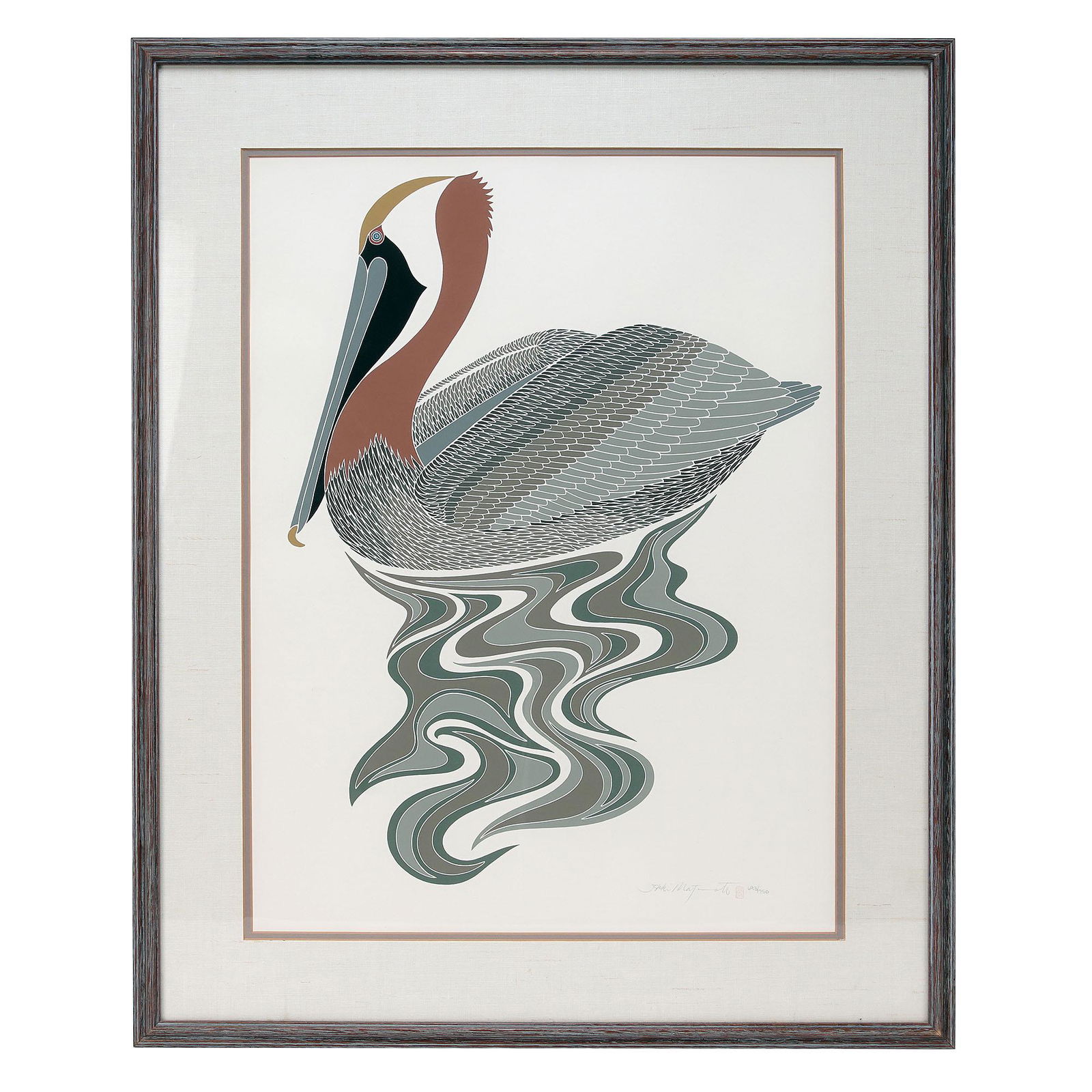 Vintage "Brown Pelican" Serigraph by Ikki Matsumoto (1 of 4)