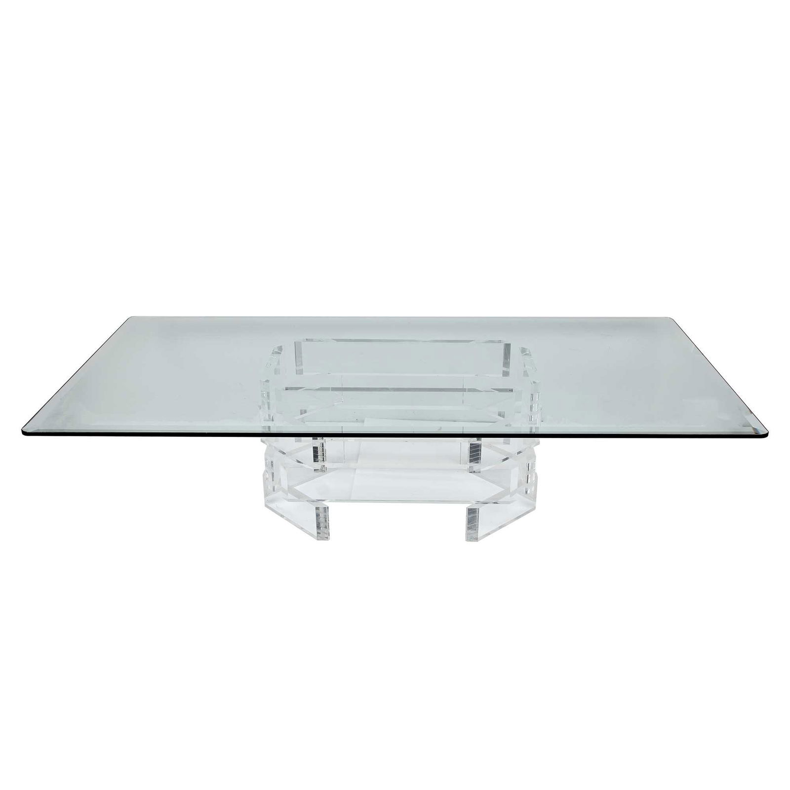 Lucite Brick Pattern Glass Coffee Table (1 of 4)