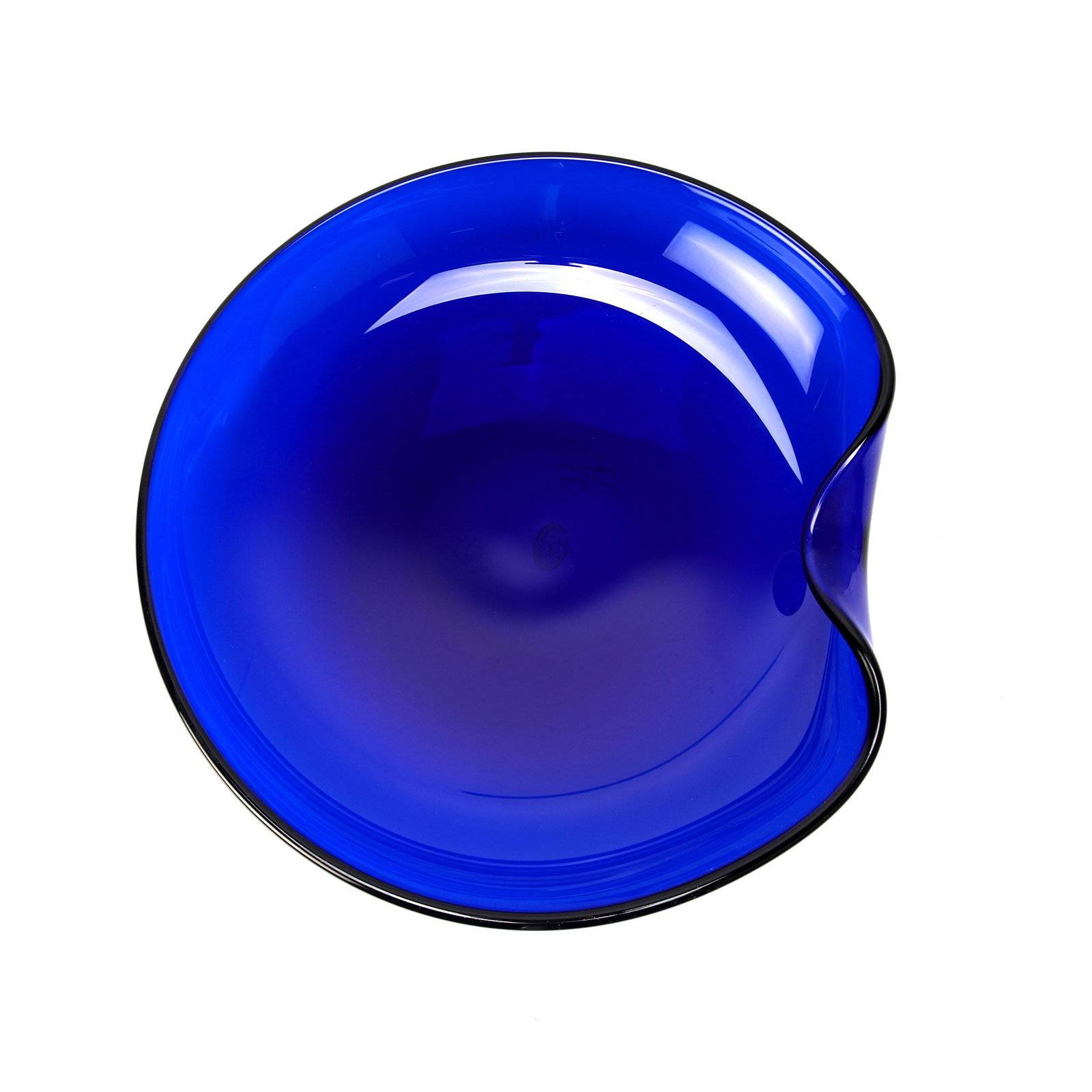Tiffany & Co. Elsa Peretti Archimede Seguso Cobalt Blue Murano Glass Thumbprint Bowl: Tiffany & Co. Elsa Peretti Archimede Seguso Cobalt Blue Murano Glass Thumbprint Bowl Dimensions: 10-1/2" x 2-1/2" Shipping Options: Notable Auctions will offer optional in-house shipping (continental 