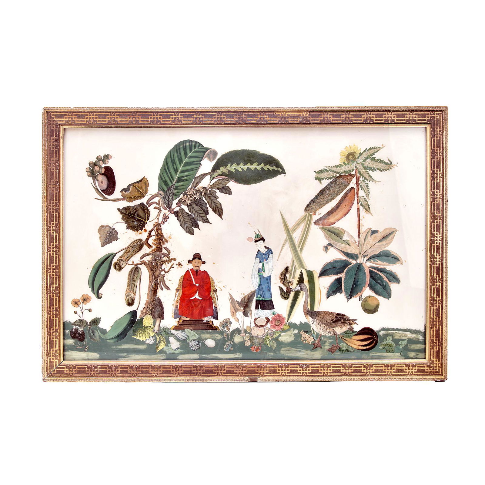 Elaborate Oriental Decoupage Scene Of Chinese Emperor & Empress Yuan Dynasty (1 of 11)