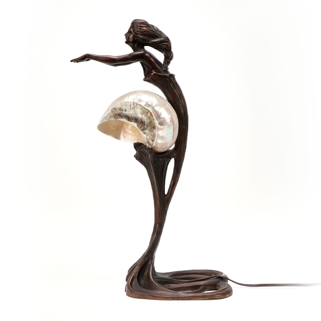 Bronze & Nautilus Shell Nymph Art Nouveau a. Gustave Gurschner (1 of 11)