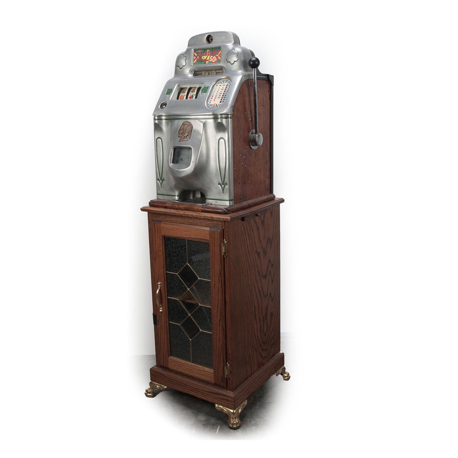 50 Cent O.D. Jennings Standard Chief Slot Machine (1946): Standard Chief was produced by O. D. Jennings & Co. in 1946. O. D. Jennings & Co. released 286 different machines in our database under this trade name, starting in 1912. Other machines made b