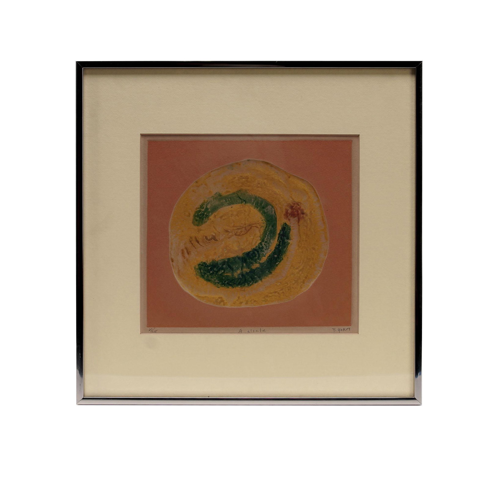 Tomoe Yokoi 'a Circle' Mezzotint: Tomoe Yokoi 'a Circle' Mezzotint limited edition 37/125 Dimensions:Framed: 15" x 15"Unframed: 9" - 9-1/2"