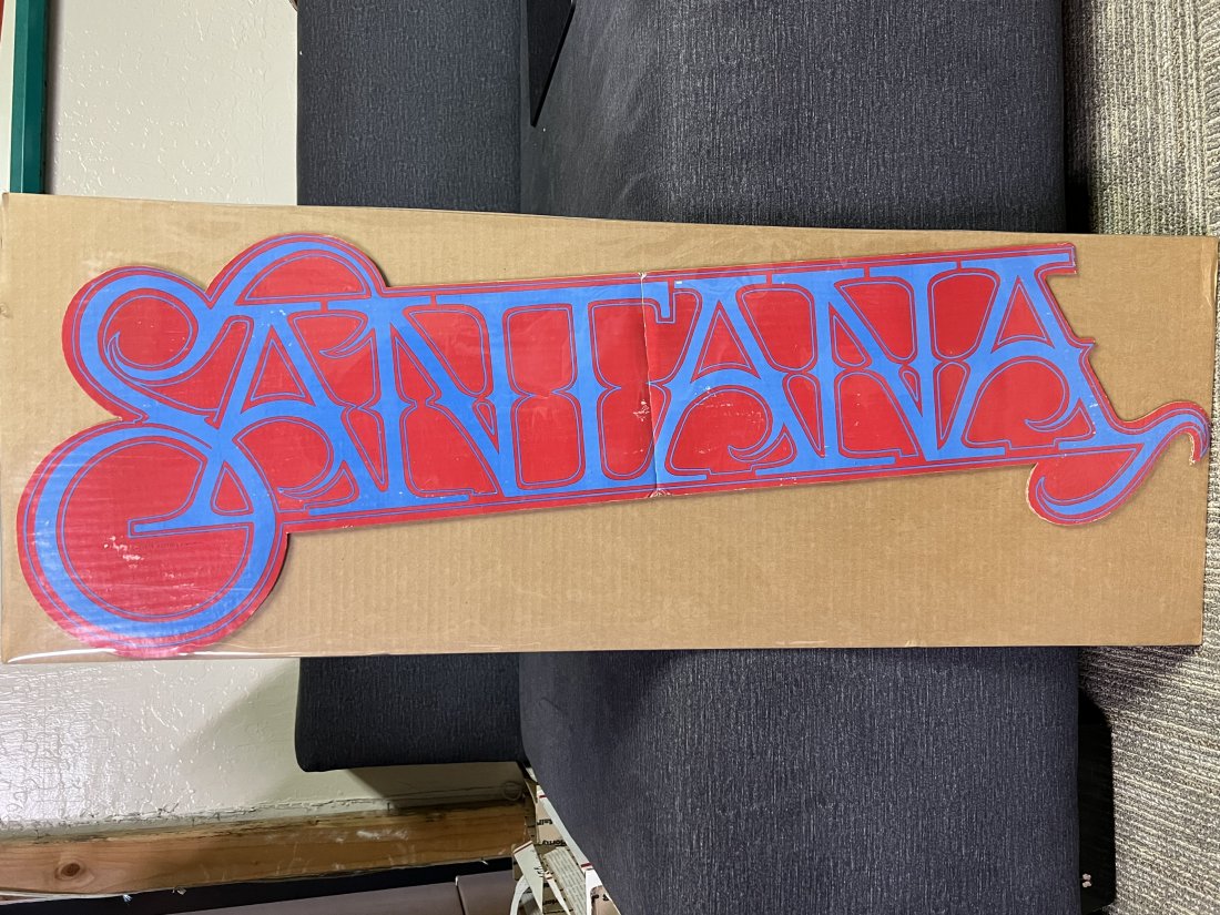 Santana 1981 CBS Display Poster Sign: Santana 1981 CBS Display Poster Sign L-38158 Santana 1981 CBS Inc.Dings and scoffs all around sign 37” x 7”