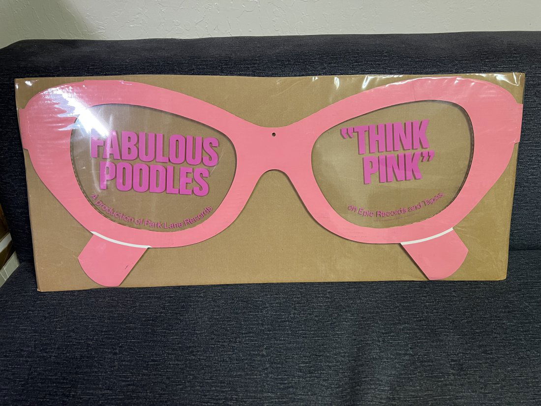 Fabulous Poodles Think Pink 1979 Die Cut Sunglasses Store Display Poster Sign (1 of 7)
