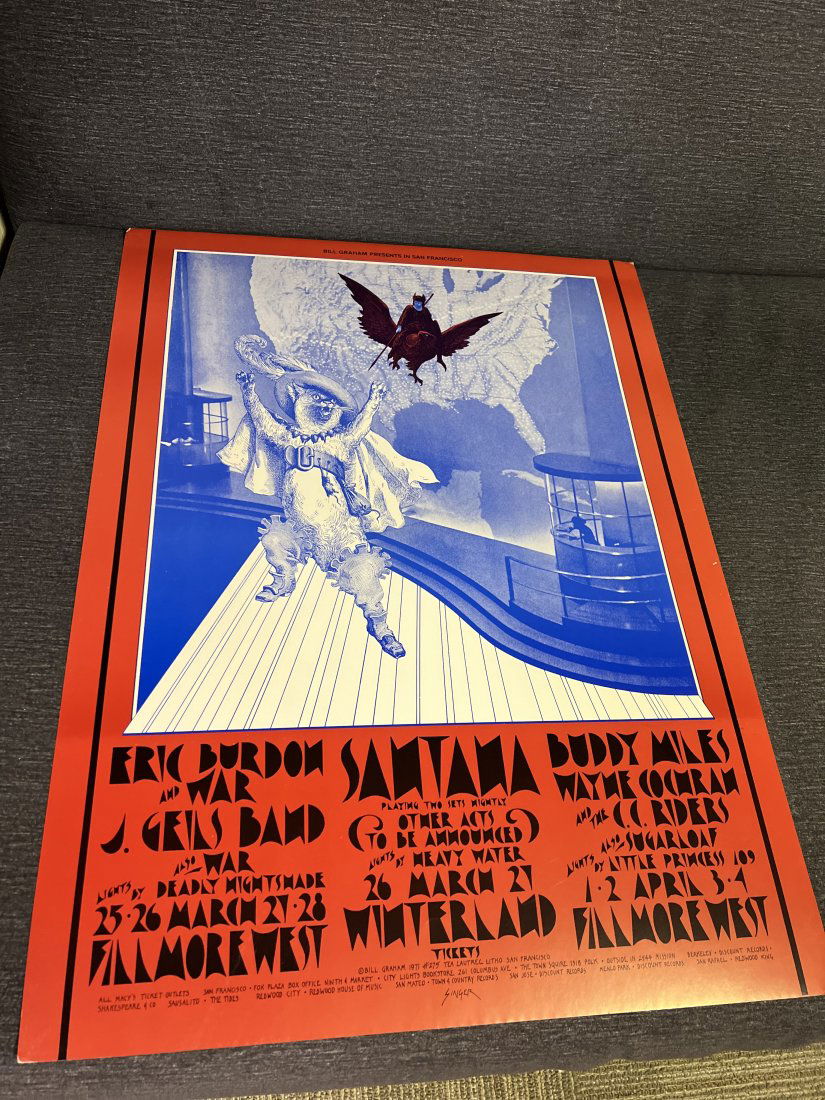 Fillmore West 1971 Concert Poster Santana and others (1 of 11)