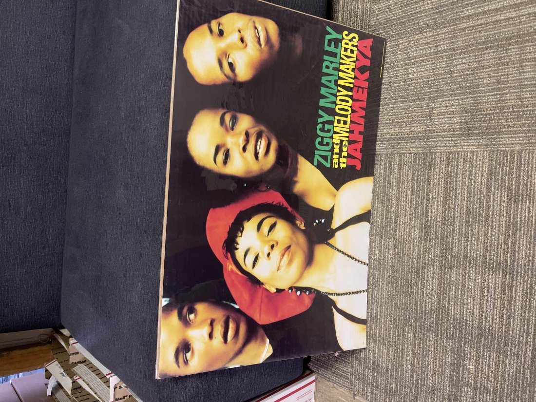 Zingy Marley and the Melody makers store promo poster: Very nice poster. Slight corner dings. Great color. Measures 30” x 20”. Jahmekya. Printed on recycled paper.