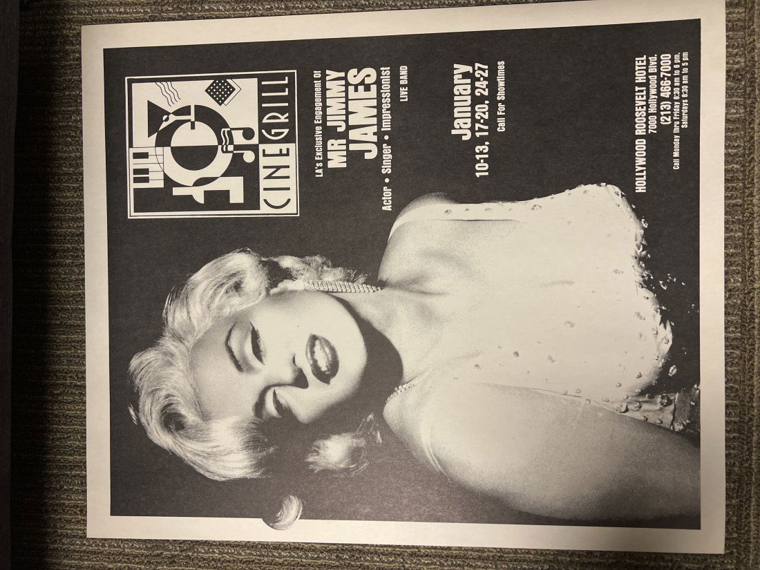 Marilyn Monroe Cinegrill Show Hollywood Roosevelt Hotel Ad Poster 1950â€™s (1 of 5)