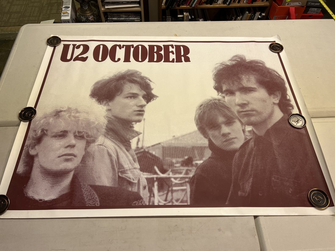 U2 October Album Promo: U2 October Album Promo , This poster has some yellowing around the edges, has edgewear and cornerwear. 53.5” x 41”