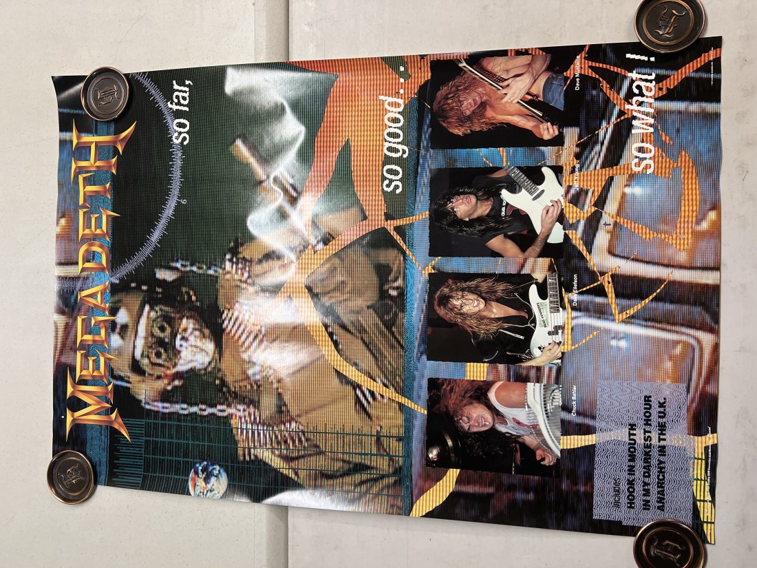 Megadeth So Far So Good So What! Album Promo Poster: Megadeth So Far So Good So What! Album Promo Poster , 36” x 24” , No significant visible damages other than light fold marks from storing