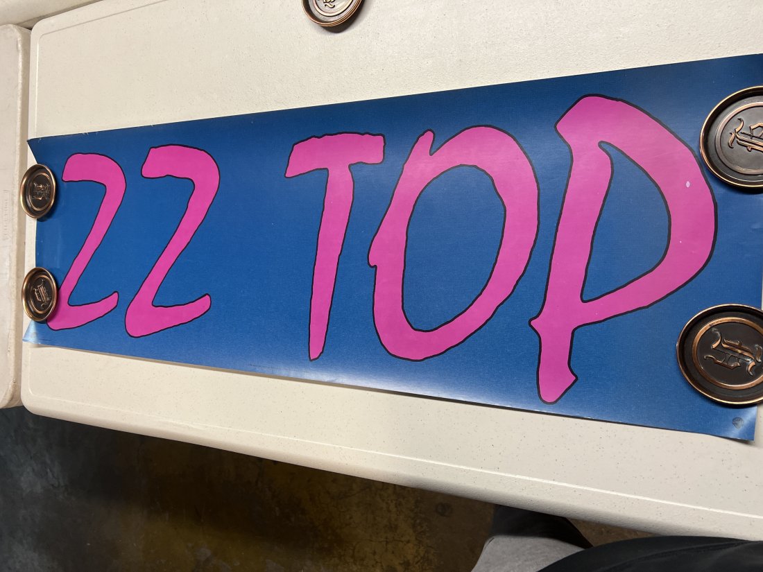 ZZ Top banner style promo poster: Slight edge wear. Measures 36” x 12”