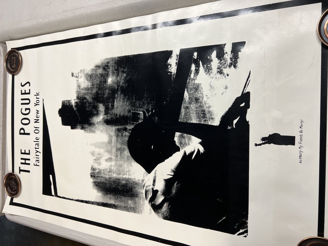 The Pogues â€œfairytale of New York” promo poster: Good condition. Pinholes and slight fauxing as noted in photos. Hard to find. Measures 35” x 22”