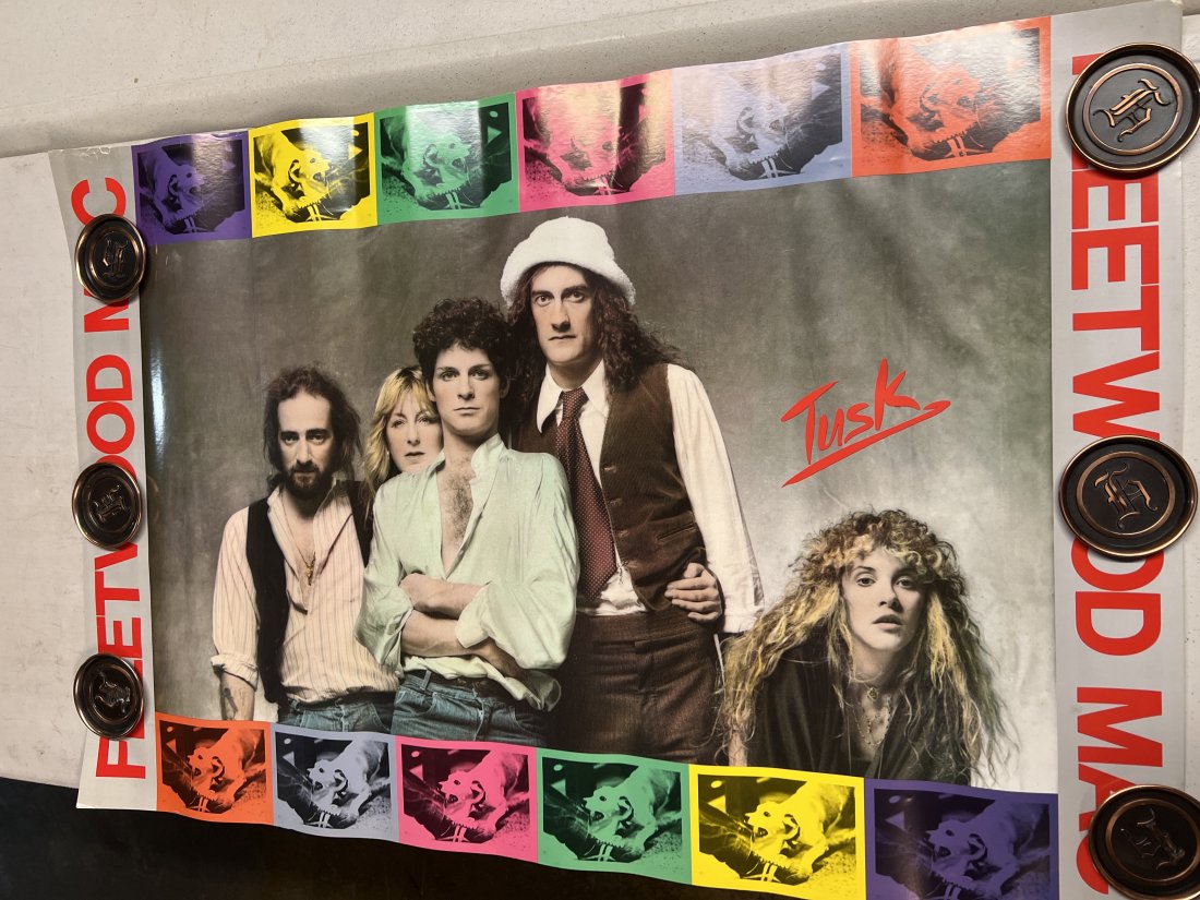 1979 Fleetwood Mac â€œTusk” promo poster: Great poster. Has roll crush, edge wear and corner dings as noted in photos. Measures 36” x 24”