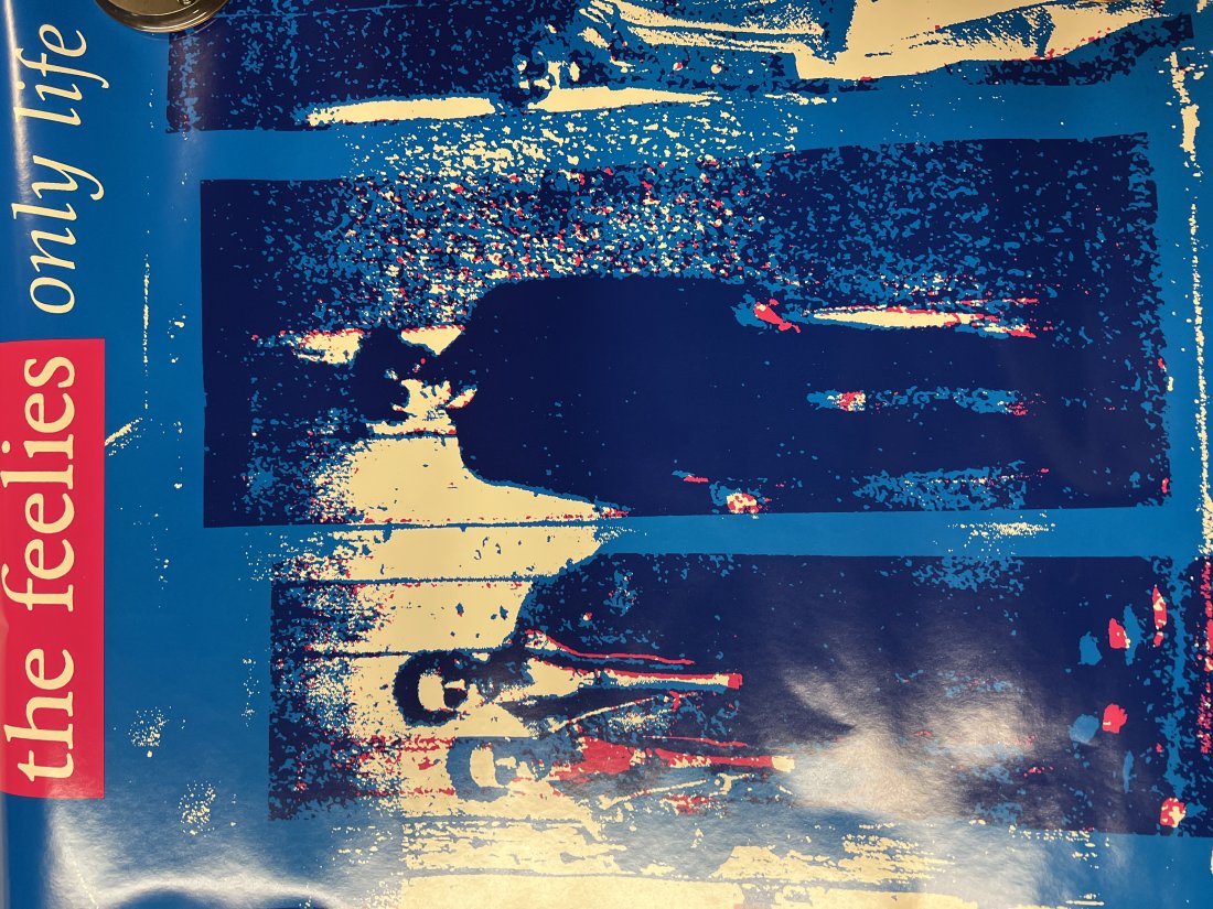 The Feelies Only Life 1988 A&M Records Album Promo Poster: Poster may show minimal damages such as cornerwear, edgewear as shown in photos. Posters may also show crease marks due to prior forms of storage. Measurements: 24” x 24”