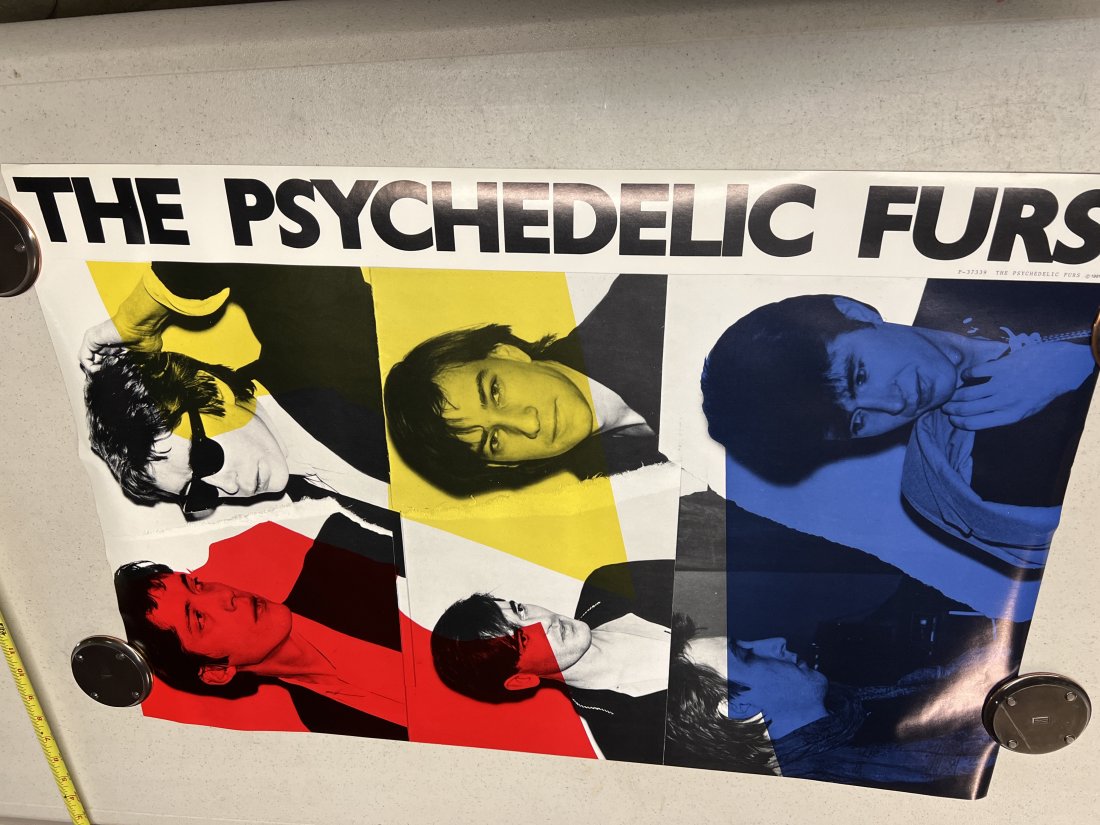 The Psychedelic Furs 1981 Album Promo Poster: Poster may show minimal damages such as cornerwear, edgewear as shown in photos. Posters may also show crease marks due to prior forms of storage. Measurements: 30” x 20”