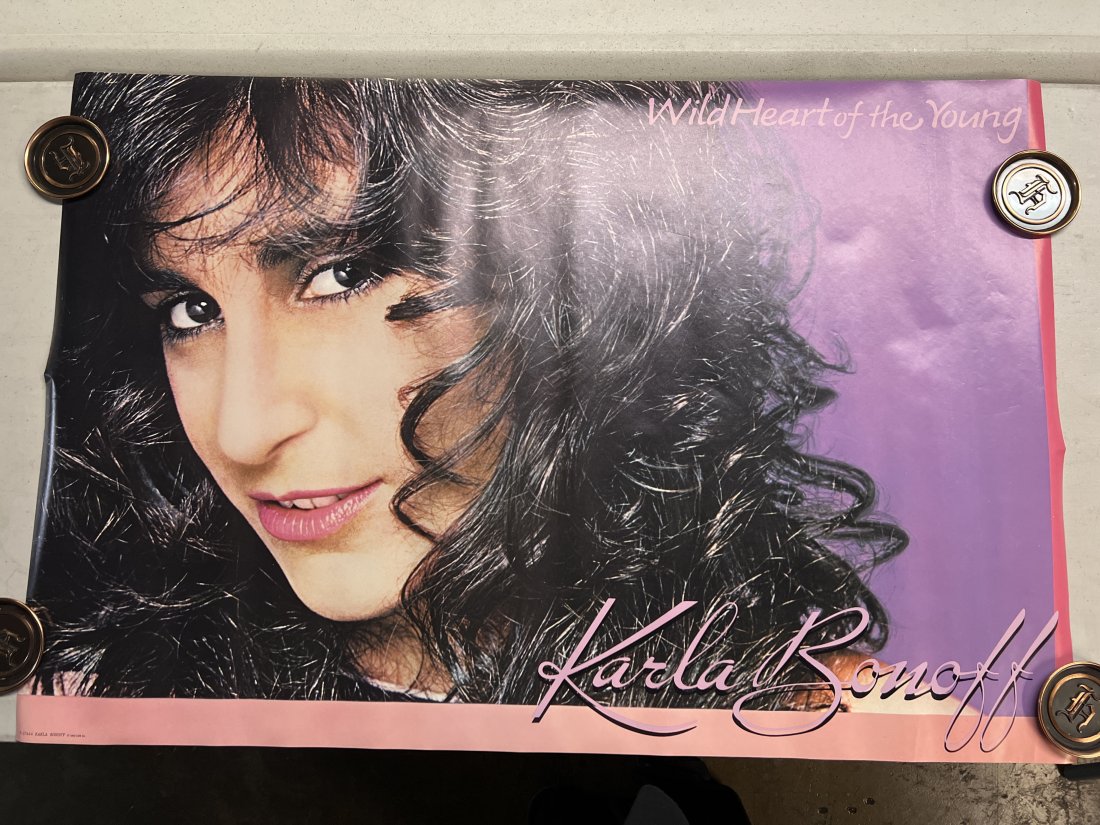Karla Bonoff Wild Heart of The Young 1982 Album Promo Poster: Poster may show minimal damages such as cornerwear, edgewear as shown in photos. Posters may also show crease marks due to prior forms of storage. Measurements: 36” x 24”