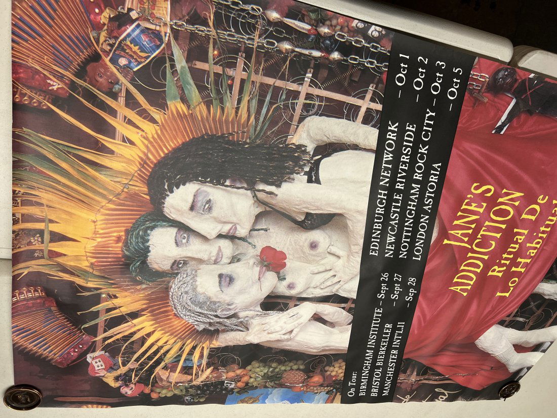 Janeâ€™s Addiction Ritual De Lo Habitual Tour Promo Poster: Poster may show minimal damages such as cornerwear, edgewear as shown in photos. Posters may also show crease marks due to prior forms of storage. Measurements: 60” x 40”
