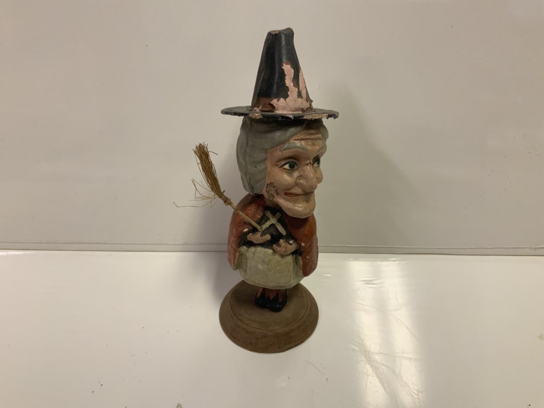 Antique paper mache Halloween witch bobber toy (1 of 5)