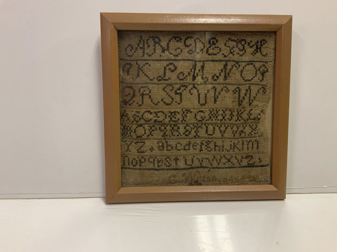 Antique sampler pattern signed Alice G Wilson 1846 (1 of 3)