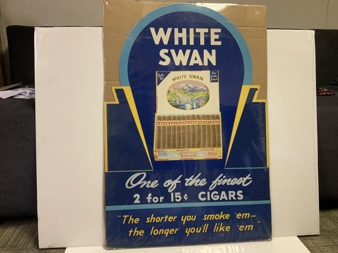 Large white swan Cigar cardboard general store display sign (1 of 5)