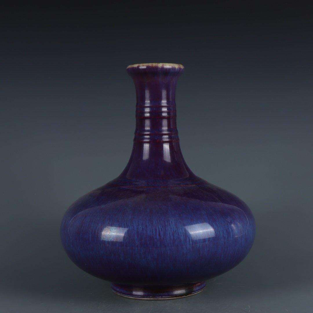 FAMBE GLAZED COMPRESSED BOTTLE VASE (1 of 9)