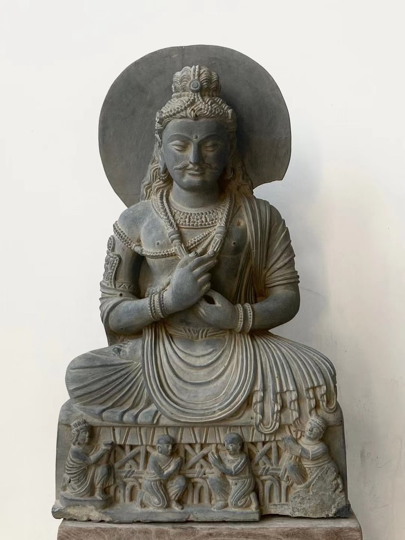 Gray schist Gandhara Buddha head (1 of 5)