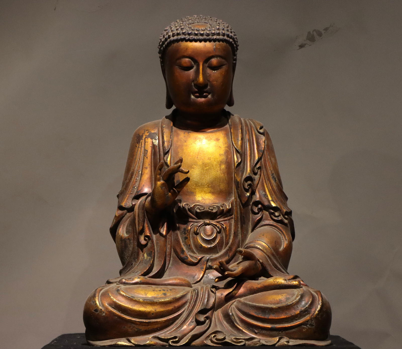 Ming Dynasty Wooden Body Lacquered Gold Buddha Statue (1 of 7)
