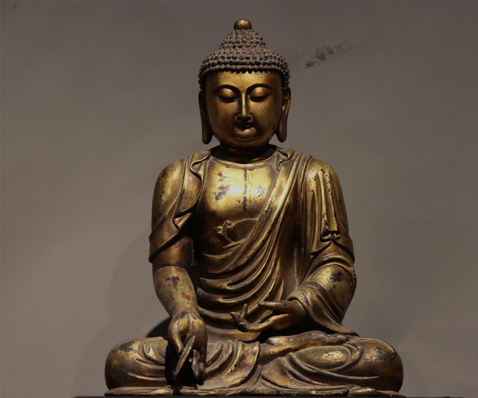 Ming Dynasty Wooden Body Lacquered Gold Buddha Statue (1 of 9)