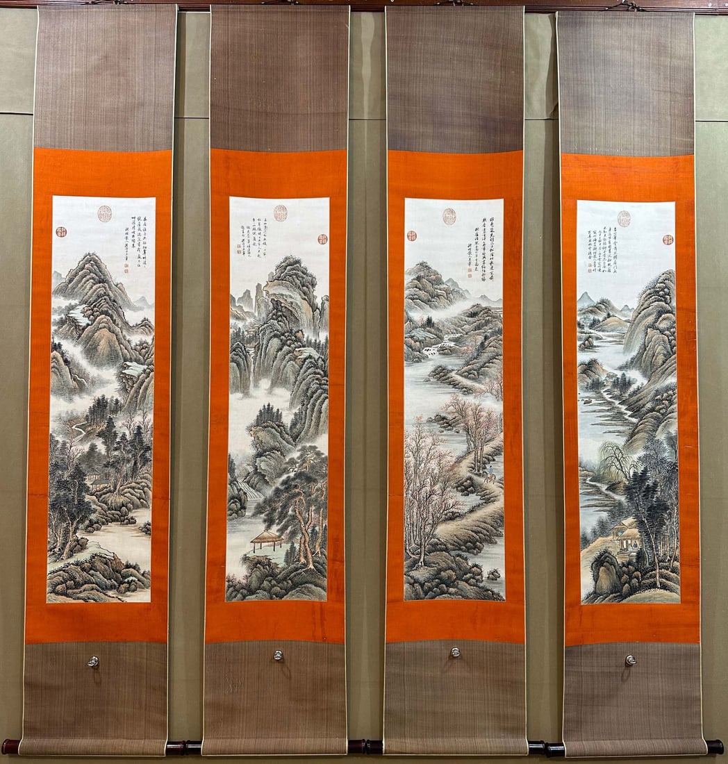 Wang Hui's boutique four screens: H:111cm W:28cm