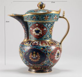 Qing Dynasty - Cloisonne blue pot